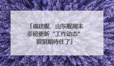 福建舰、山东舰周末重磅更新“工作动态” 狠狠期待住了
