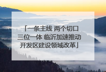 一条主线 两个切口 三位一体 临沂加速推动开发区建设领域改革