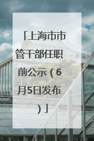 上海市市管干部任职前公示（6月5日发布）