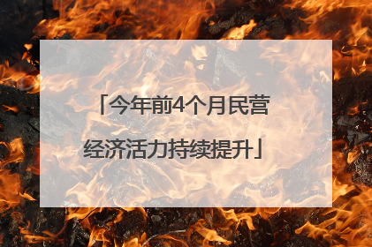 今年前4个月民营经济活力持续提升