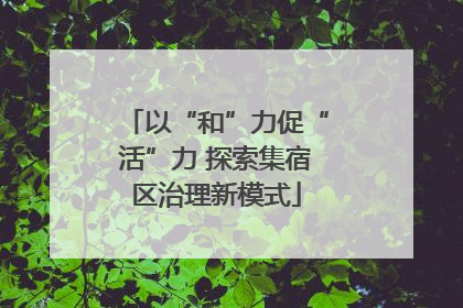以“和”力促“活”力 探索集宿区治理新模式