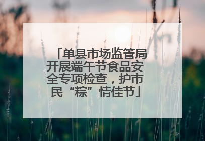 单县市场监管局开展端午节食品安全专项检查，护市民“粽”情佳节