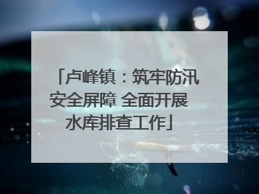 卢峰镇:筑牢防汛安全屏障 全面开展水库排查工作