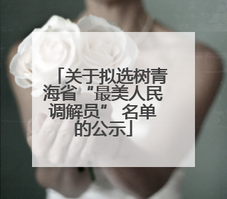 关于拟选树青海省“最美人民调解员” 名单的公示