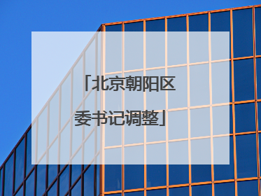 北京朝阳区委书记调整