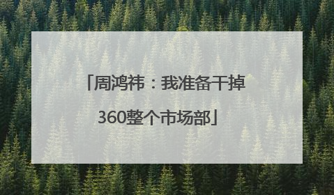 周鸿祎：我准备干掉360整个市场部