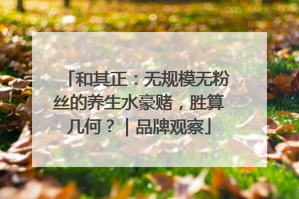 和其正：无规模无粉丝的养生水豪赌，胜算几何？｜品牌观察