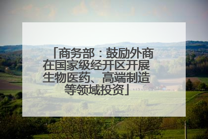 商务部：鼓励外商在国家级经开区开展生物医药、高端制造等领域投资