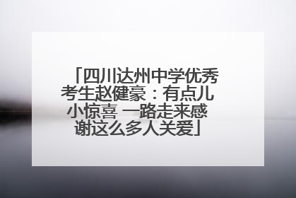 四川达州中学优秀考生赵健豪：有点儿小惊喜 一路走来感谢这么多人关爱