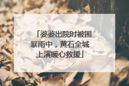 婆婆出院时被困暴雨中，黄石全城上演暖心救援