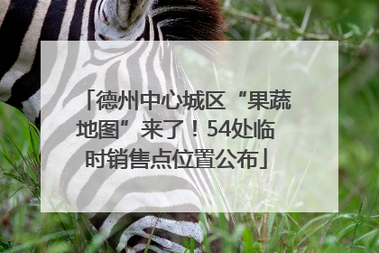 德州中心城区“果蔬地图”来了！54处临时销售点位置公布