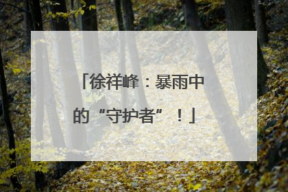 徐祥峰：暴雨中的“守护者”！