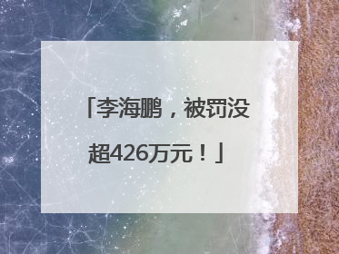 李海鹏，被罚没超426万元！
