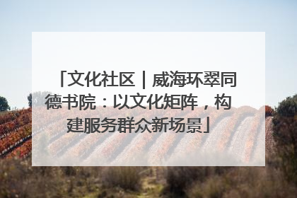 文化社区｜威海环翠同德书院：以文化矩阵，构建服务群众新场景