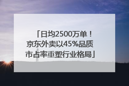 日均2500万单！京东外卖以45%品质市占率重塑行业格局