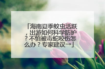 海南夏季蚊虫活跃，出游如何科学防护？不慎被毒蛇咬伤怎么办？专家建议→