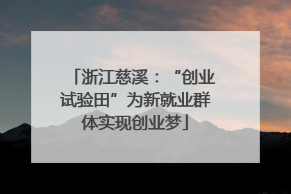浙江慈溪：“创业试验田”为新就业群体实现创业梦