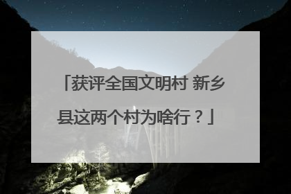获评全国文明村 新乡县这两个村为啥行？