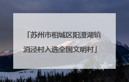 苏州市相城区阳澄湖镇消泾村入选全国文明村