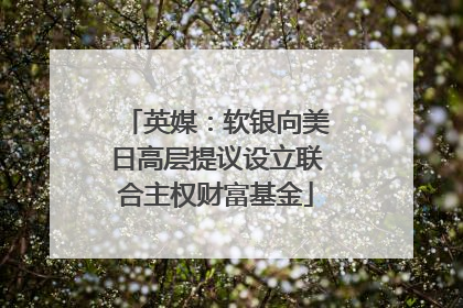 英媒：软银向美日高层提议设立联合主权财富基金