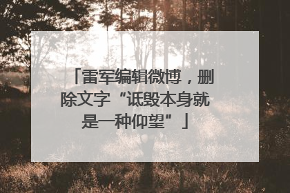 雷军编辑微博，删除文字“诋毁本身就是一种仰望”
