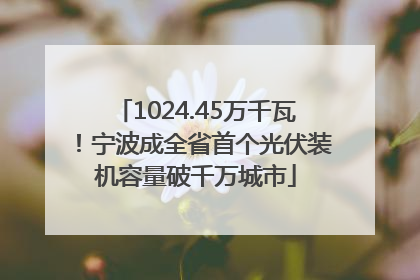 1024.45万千瓦！宁波成全省首个光伏装机容量破千万城市