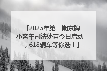 2025年第一期京牌小客车司法处置今日启动，618辆车等你选！