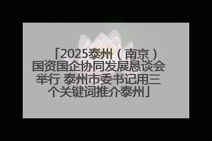 2025泰州（南京）国资国企协同发展恳谈会举行 泰州市委书记用三个关键词推介泰州