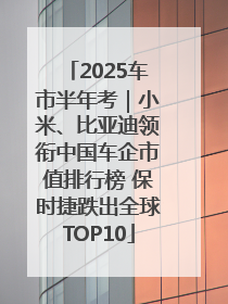 2025车市半年考｜小米、比亚迪领衔中国车企市值排行榜 保时捷跌出全球TOP10