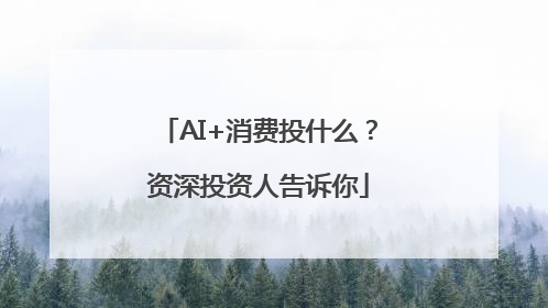 AI+消费投什么？资深投资人告诉你