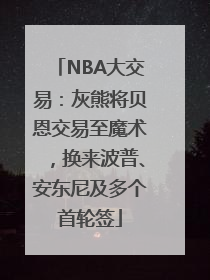 NBA大交易：灰熊将贝恩交易至魔术，换来波普、安东尼及多个首轮签